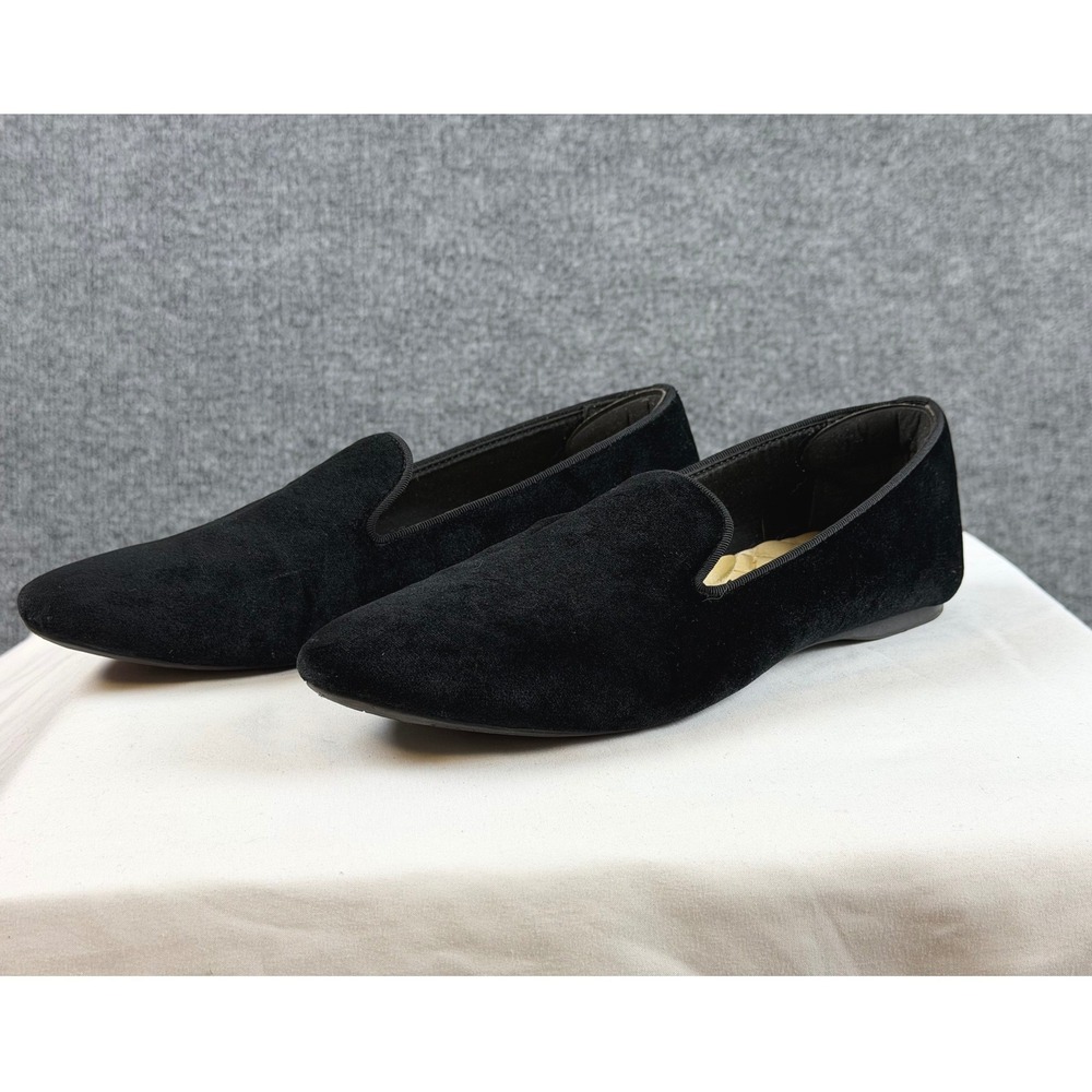Birdies The Starling Loafer Black Velvet Smoking Flats Slip on Dress Shoes Sz 9